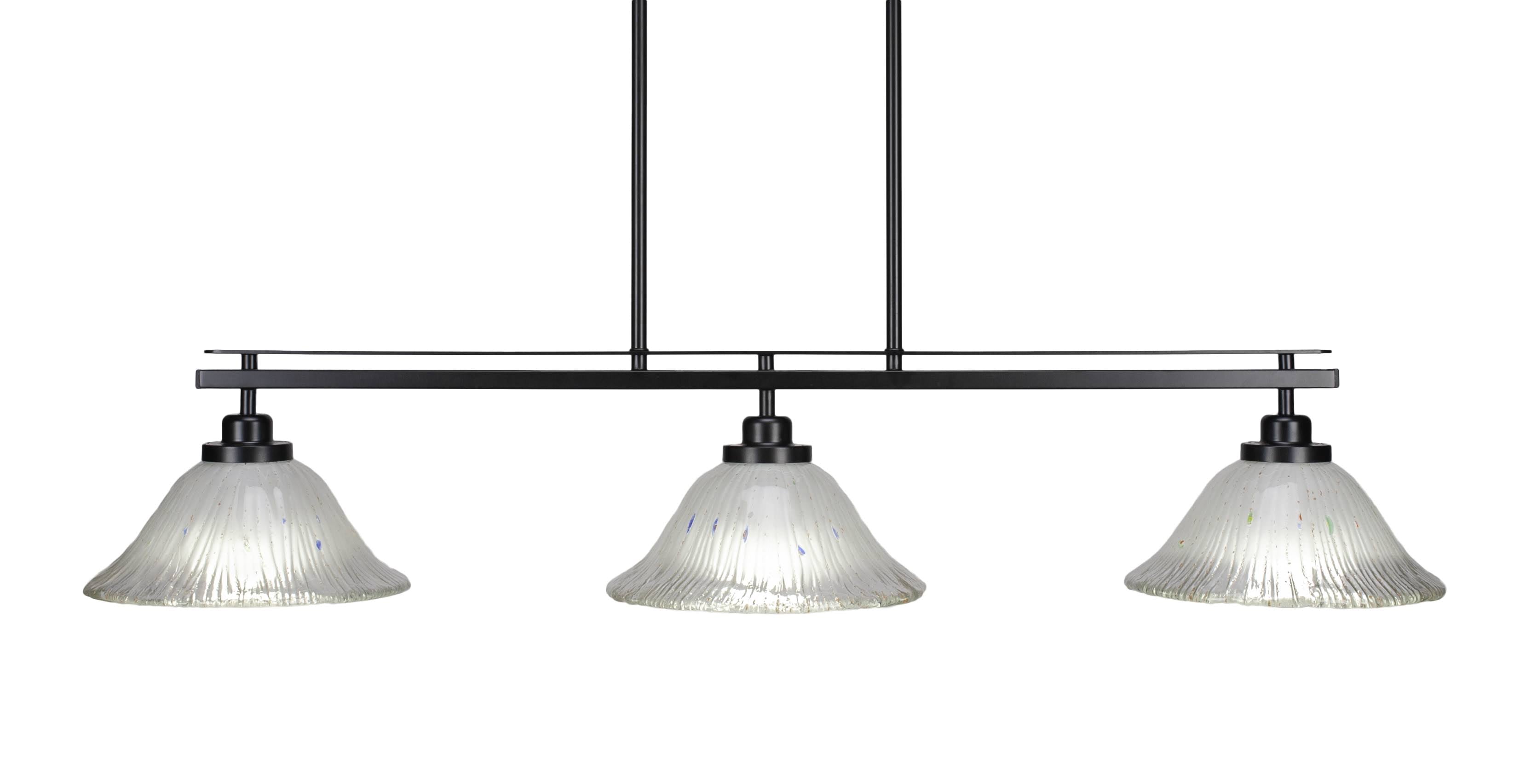 Matte Black 3 Island Light with 10 Frosted Crystal Glass Y993
