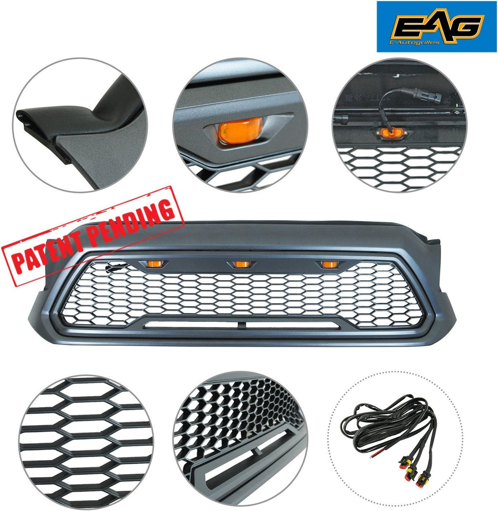 Charcoal Gray ABS Front Grille with Amber LED Lights K318806
