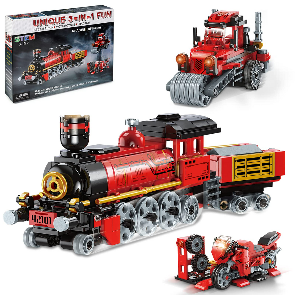 Red 3in1 City Train Building Block Set H91206