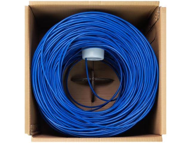 Cat5e Plenum Bulk Ethernet Cable, 1000ft, Blue, Solid Bare Copper, 24AWG 4 Pair, Unshielded Twisted Pair U374