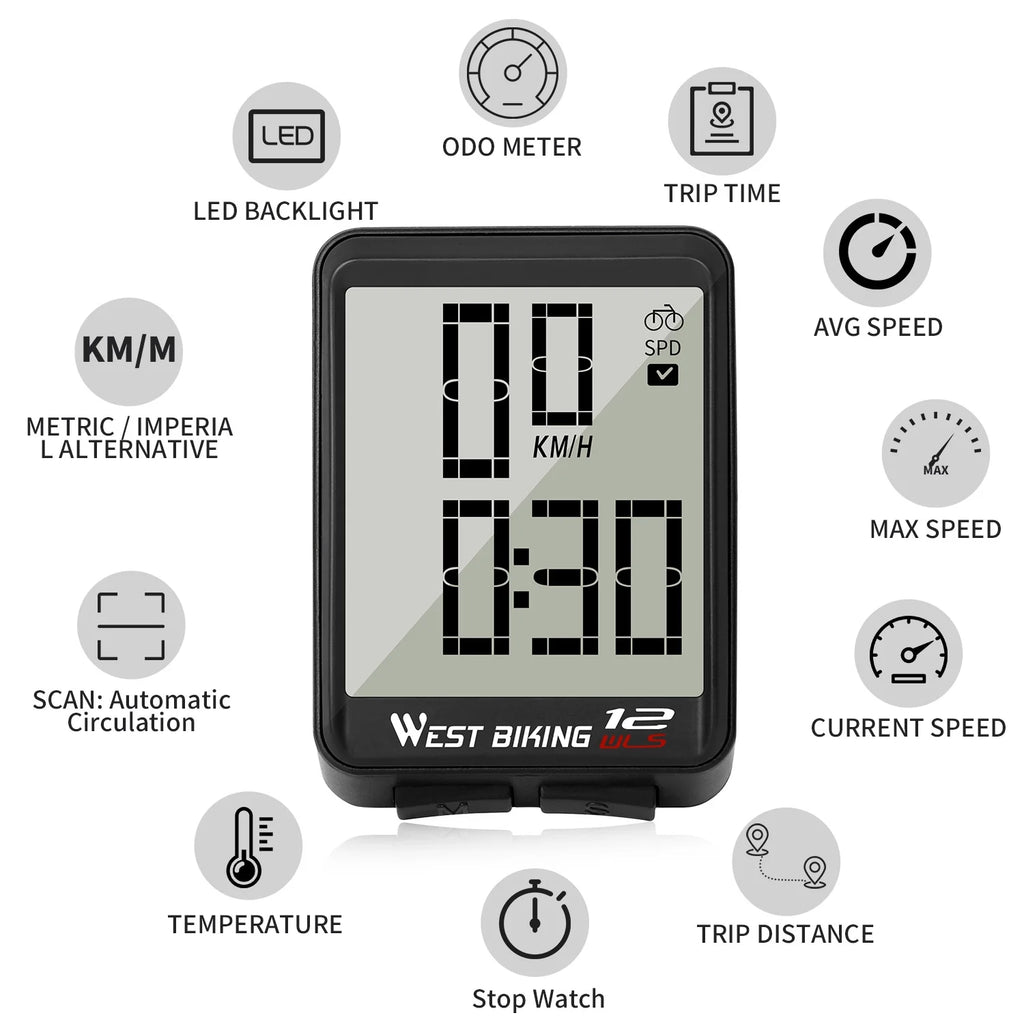 Black Wireless Bicycle Speedometer E153131