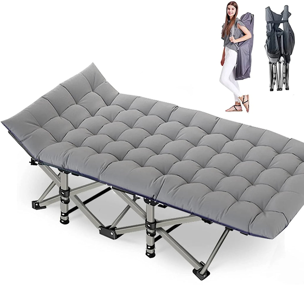 Folding Camping Cots with 2 Sided Mattress and Carry Bag Q285955