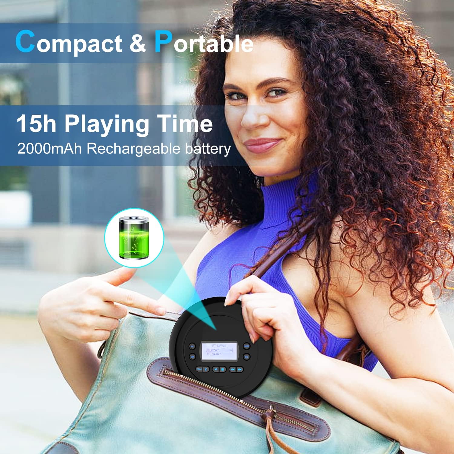 Pack of 2 Portable Bluetooth CD Player with Dual Headphone Jack R320
