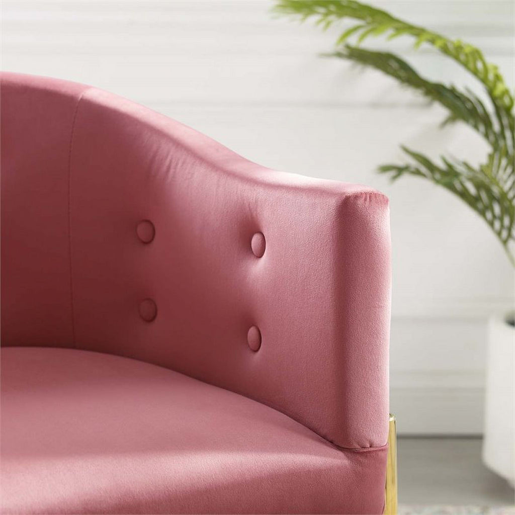 Pink Velvet Tufted Accent Dining Arm Chair M366