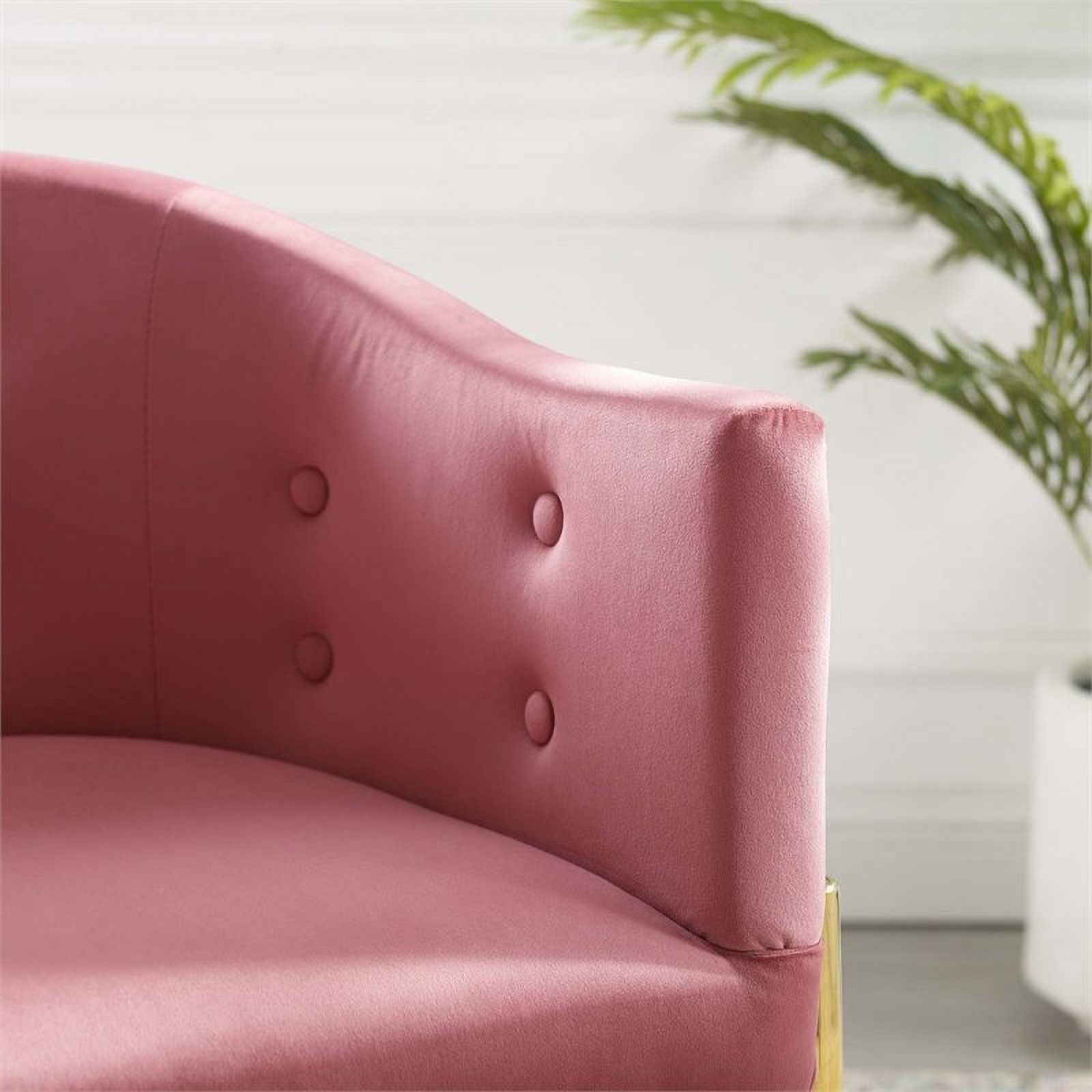 Pink Velvet Tufted Accent Dining Arm Chair M366