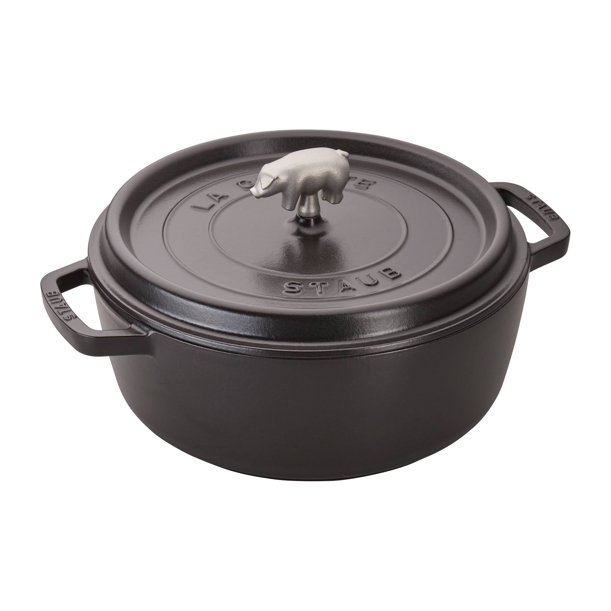 Matte Black Cast Iron 6-qt Shallow Wide Round Cocotte V764049