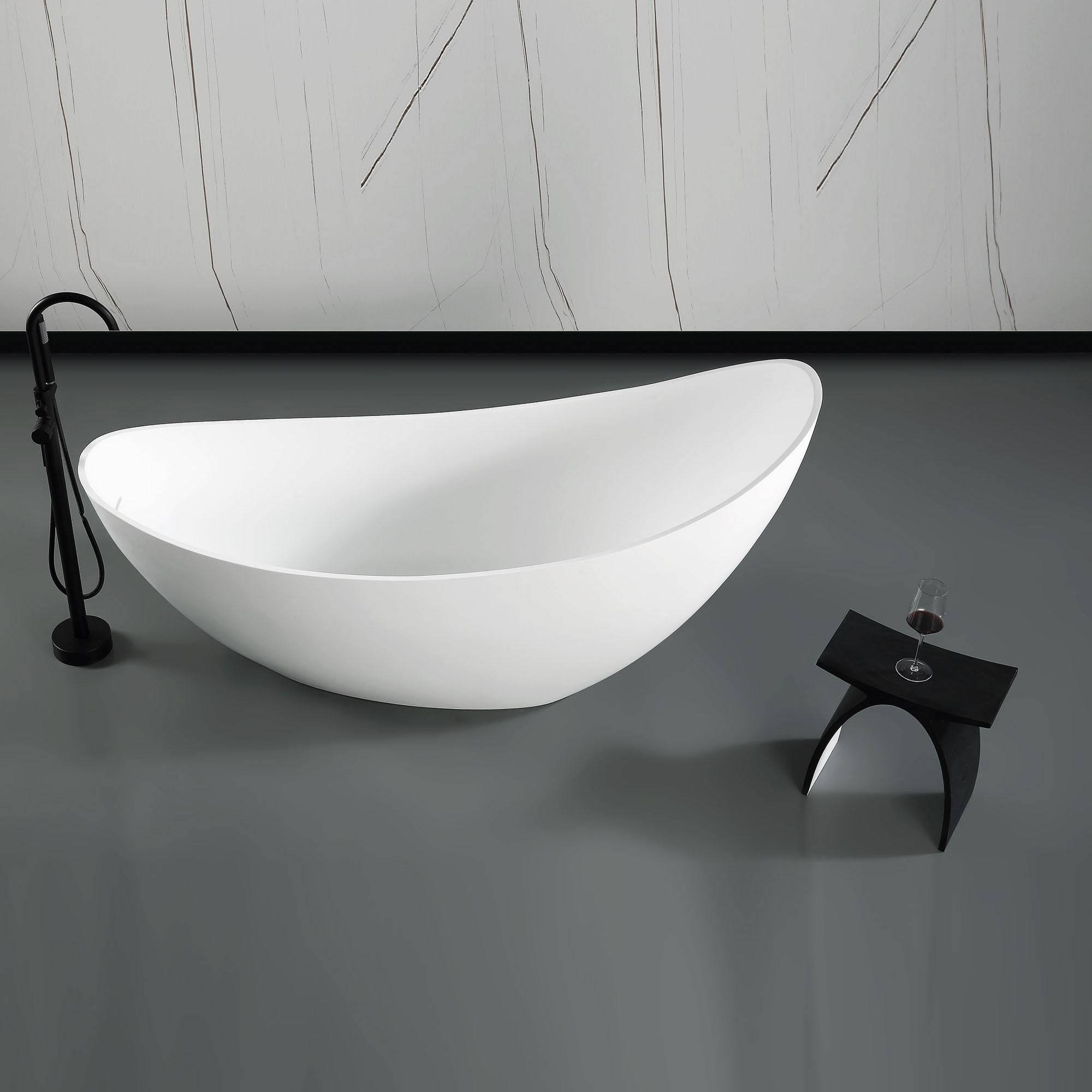 Black Matte & White Arched Solid Surface Resin Bathroom Stool C4585