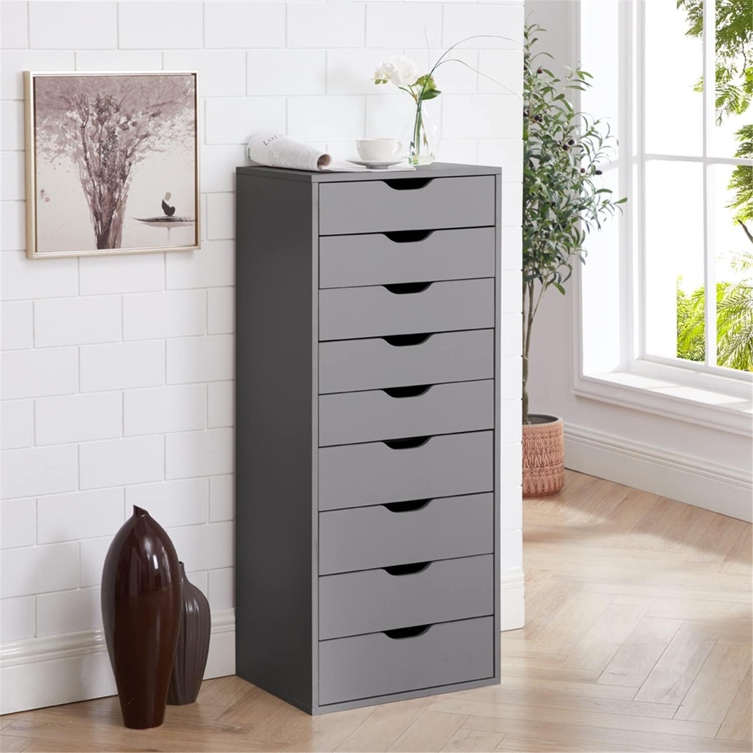 Gray 6 Drawer Office Storage Cabinet H353221
