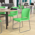 Green Full Back Contoured Stack Chair with Gray Sled Base L4348